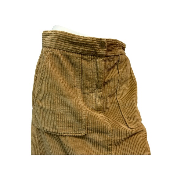 Masscob A-Line Skirt Tan Wide Wale Camel Corduroy Square Pockets SZ 38 S/M - Picture 3 of 11